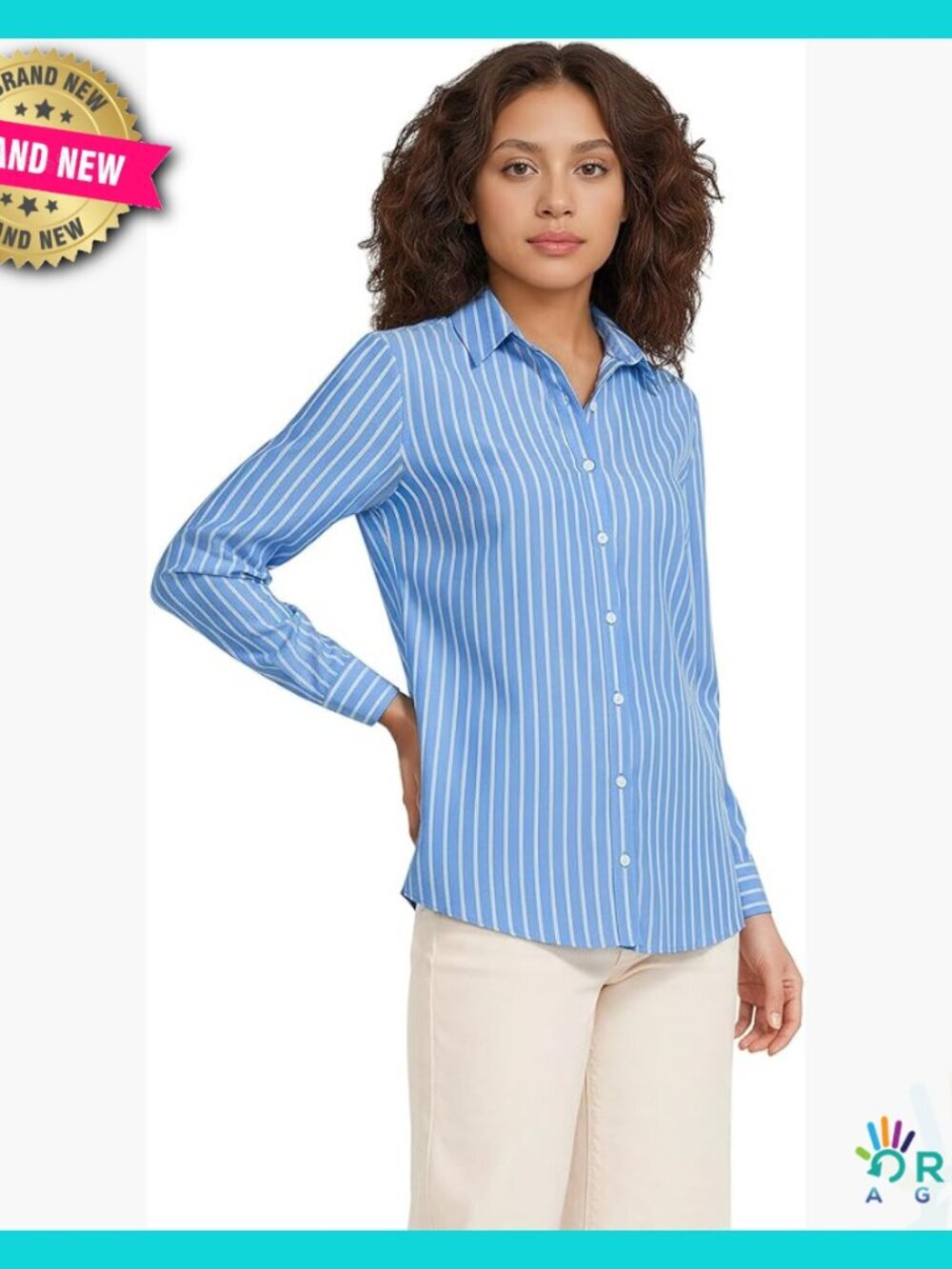 Pinwale Cord Button Down Shirt Classic Preppy Tailored Long Sleeve Blouse